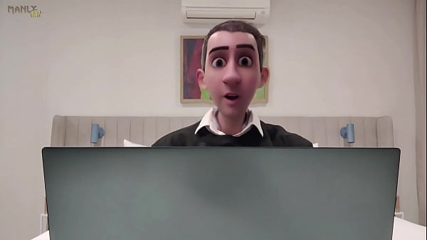 Step Gay Dad – the Online Office – Caught Jerking During a Online Meeting with