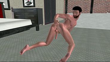 3d Gay Porn: Solo Muscle Stud Fingers Tight Ass, Shakes Throbbing Cock & Eats Hot Cum HD
