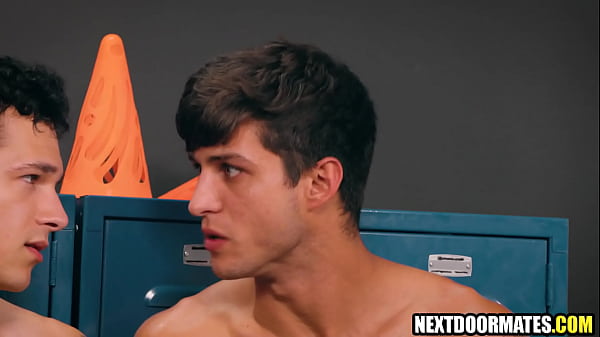 Hot guys suck and fuck coach’s bbc in the lockerroom