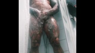 In the shower with a huge, tattooed bodybuilder. porn star Rob Diesel