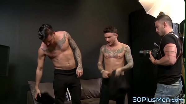 Tattooed dude facialized in threesome Hot Scene HD