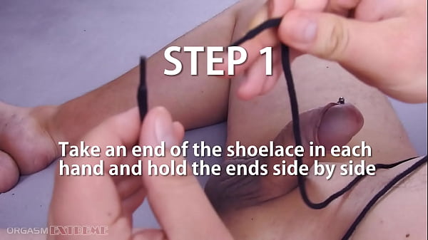 Cock And Ball Bondage Tutorial – Easy Guide How To Tie Cock & Balls With Shoelace & Masturbation with Satisfyer Men and Intense Orgasm