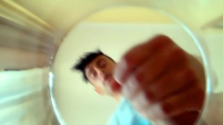 Teen with Thick Cock and Bouncing Balls Cums in a Cup and Drinks Own